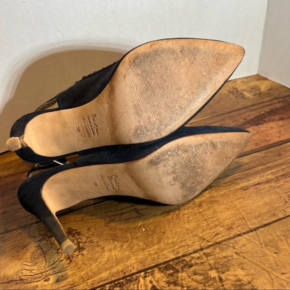 Boden Ashley T Bar heels Sz 38 / 7 Leather Made in Spain Studded Double T Strap - Picture 4 of 12